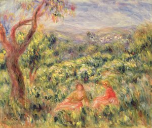 Két lány bokrok között, 1916 alkotó: Pierre Auguste Renoir